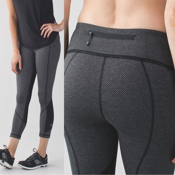 Size‎ 4 Lululemon Pace Rival Crop *22" Herringbone - Picture 1 of 8